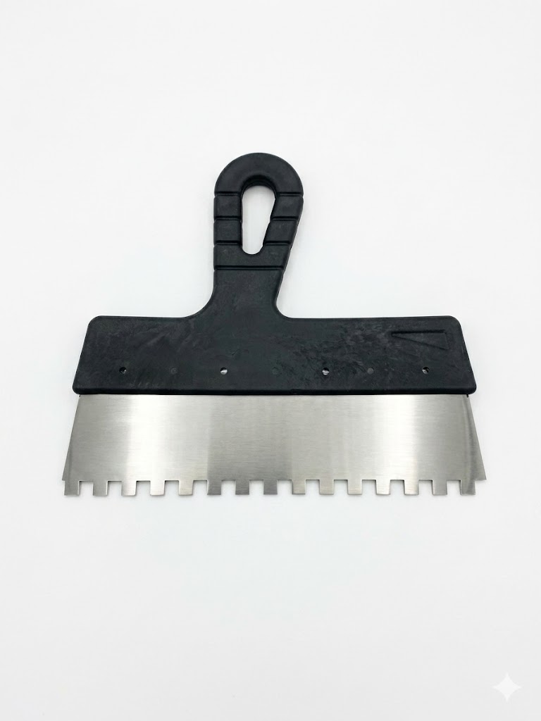 Șpaclu dințat din inox pentru adeziv gresie și faianță 200mm