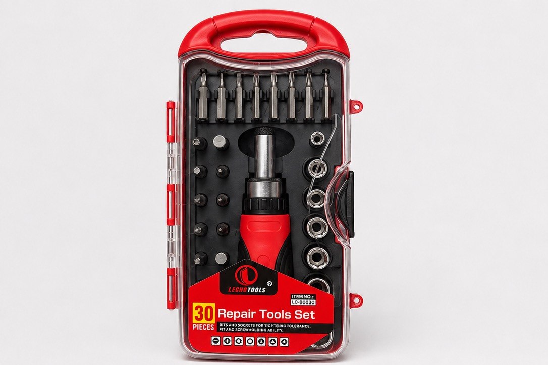 Trusă șurubelniță cu clichet, biți și tubulare, Lechotools 30 piese - imagine 2