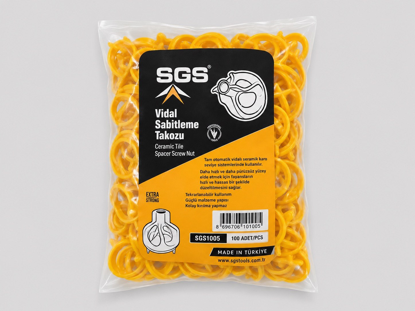 Rozete cu filet pentru nivelare gresie SGS, 100 buc, SGS1005