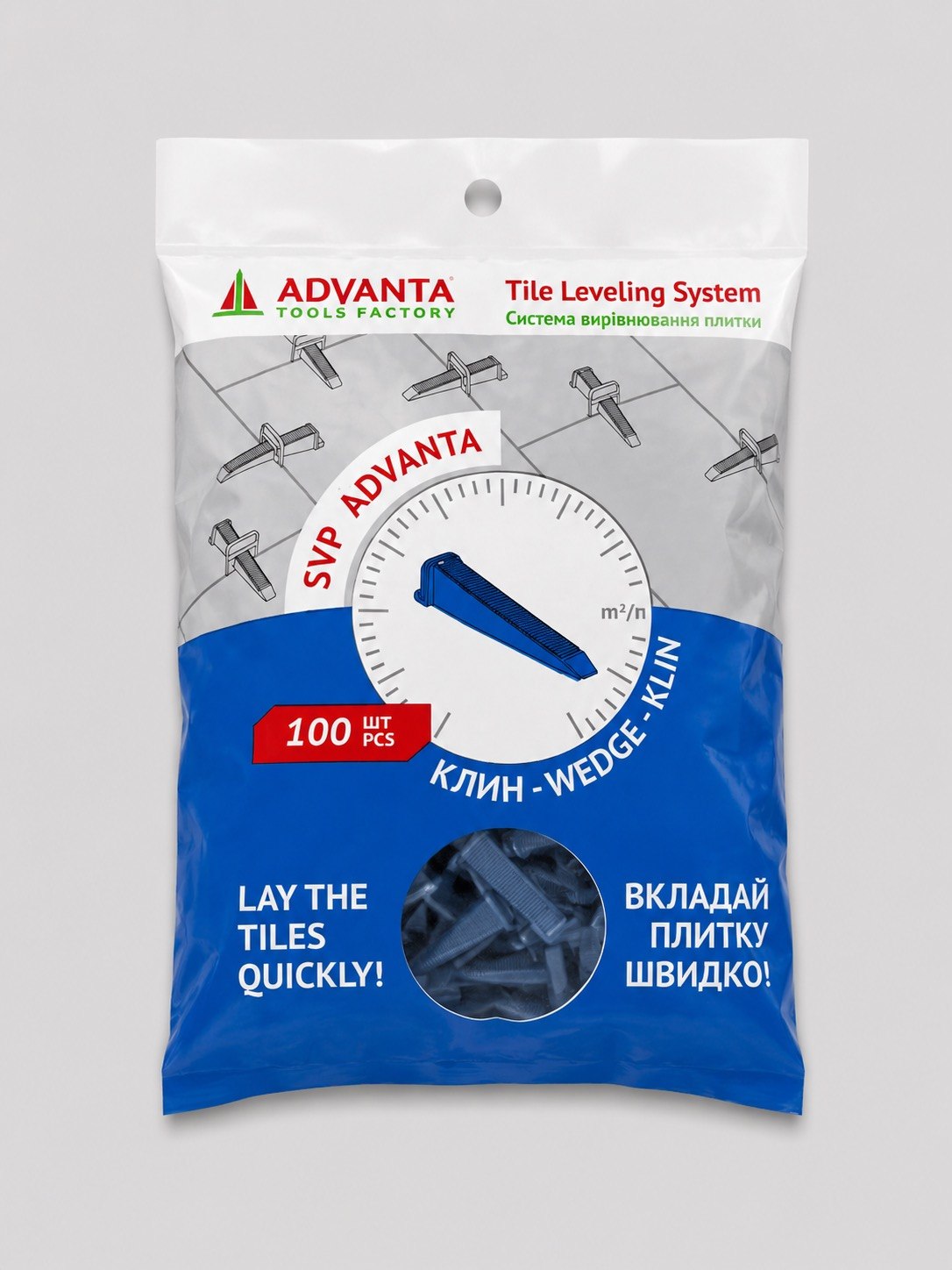 Pane pentru nivelare gresie ADVANTA, 100 buc/set