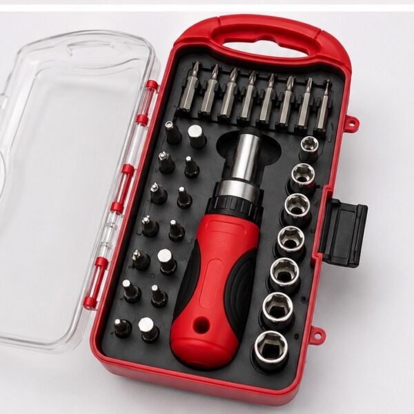 Trusă șurubelniță cu clichet, biți și tubulare, Lechotools 30 piese
