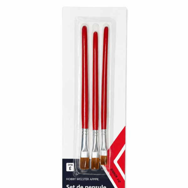 Set de pensule plate PROFMET, 3 buc