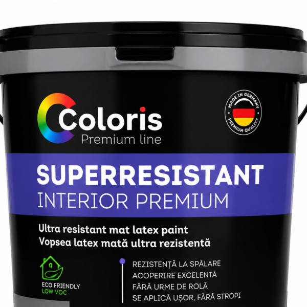 Vopsea latex mată ultra rezistentă COLORIS Premium Line Superresistant Interior Premium, 1.4 kg