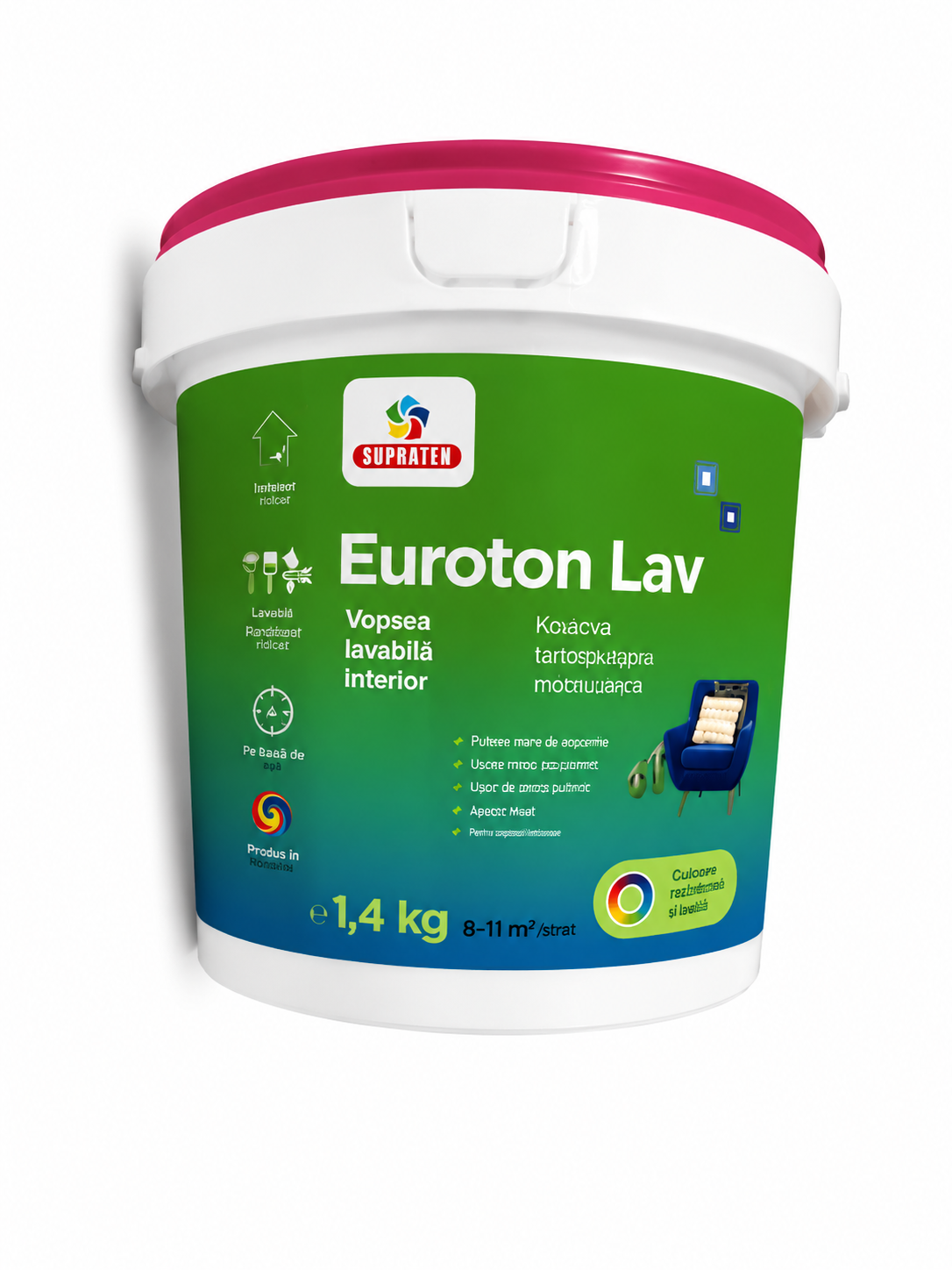Vopsea lavabilă pentru interior SUPRATEN Euroton Lav, 1.4 kg