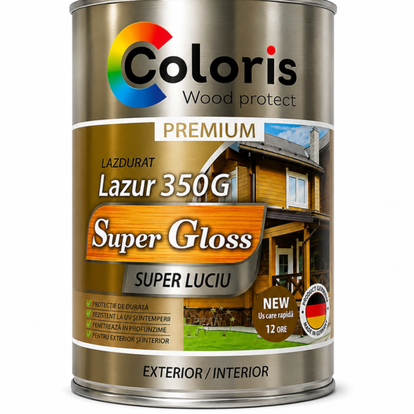 Lazură lucioasă pentru lemn COLORIS Wood Protect Lazur 350C Super Gloss, 0.75 l