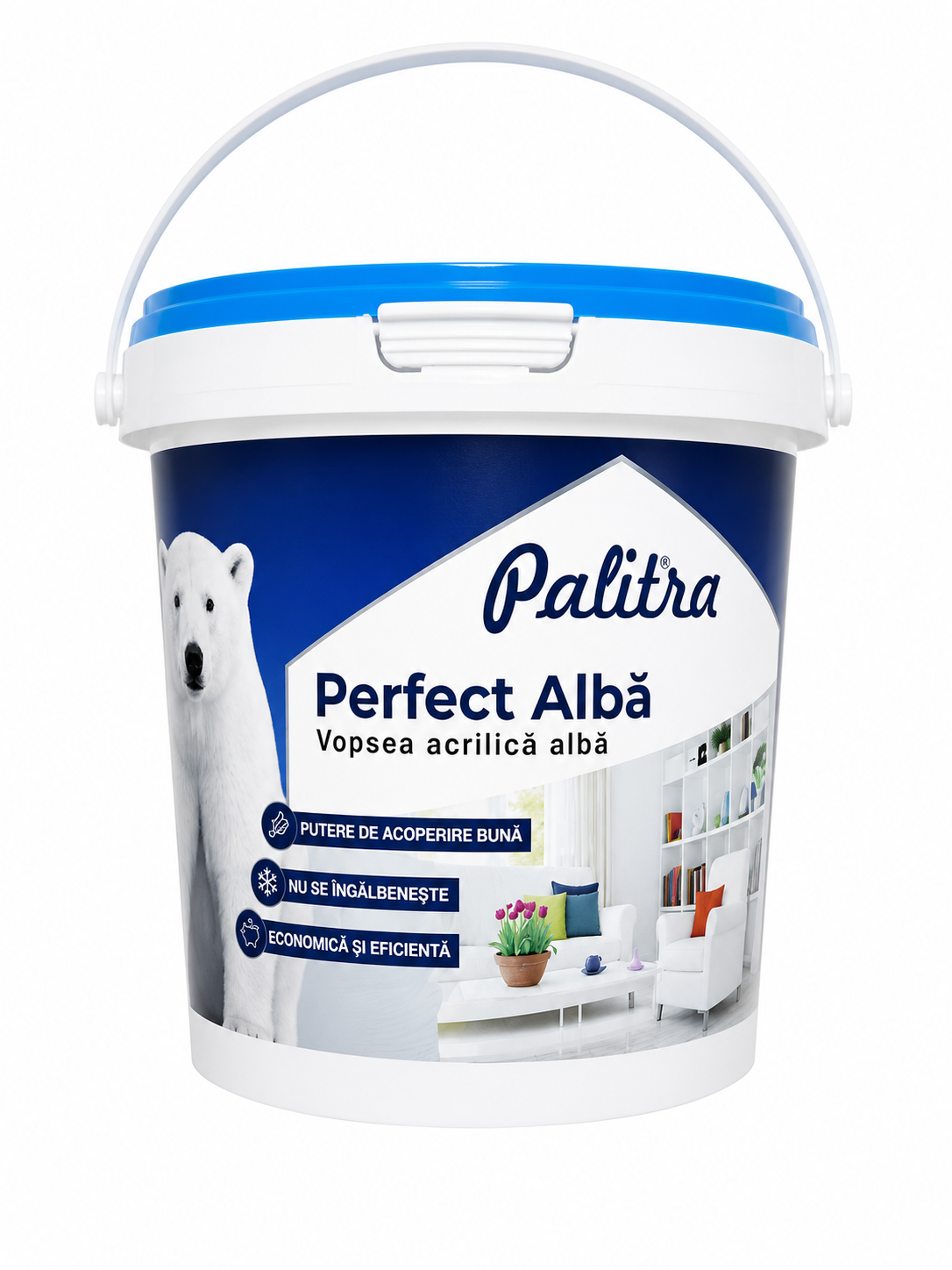 Vopsea acrilică albă PALITRA Perfect Albă 1.3 kg