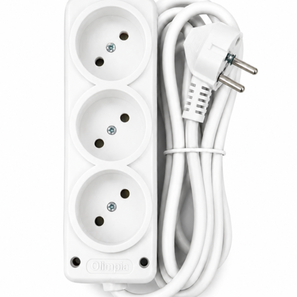 Prelungitor electric Olimpia, 3 prize fără împământare, cablu 2/5 m
