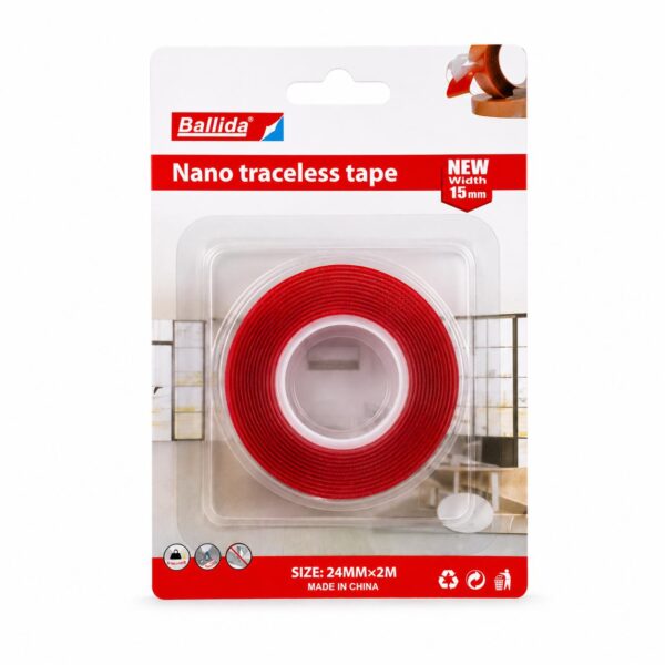 Bandă dublu-adezivă Nano Traceless Bailida, 24mm x 2m