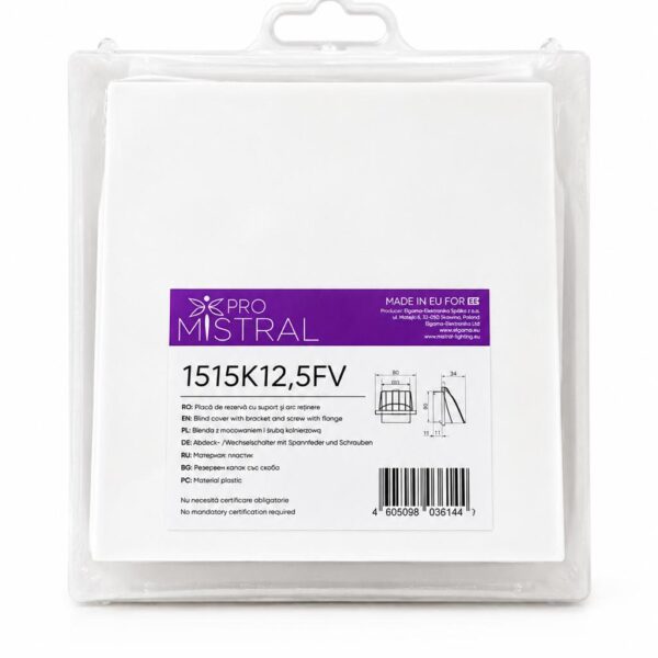 Grilă de ventilație cu flanșă și glugă MISTRAL, 80x80 mm, flanșă Ø60 mm